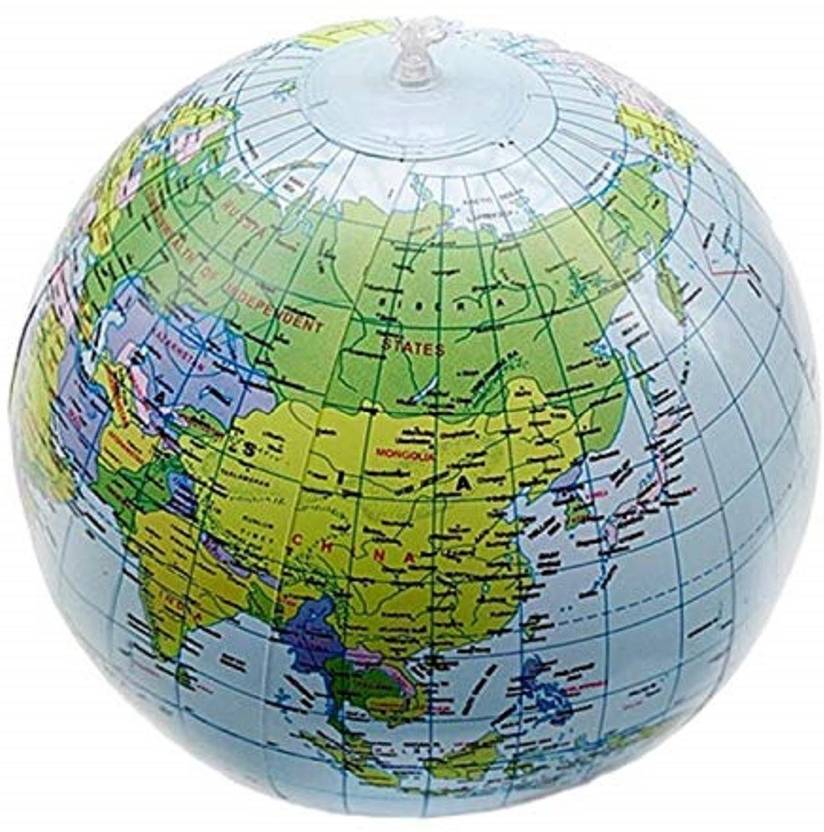 Delidge 12" PVC Inflatable Globe Beach Ball World Globes Earth Blow Up