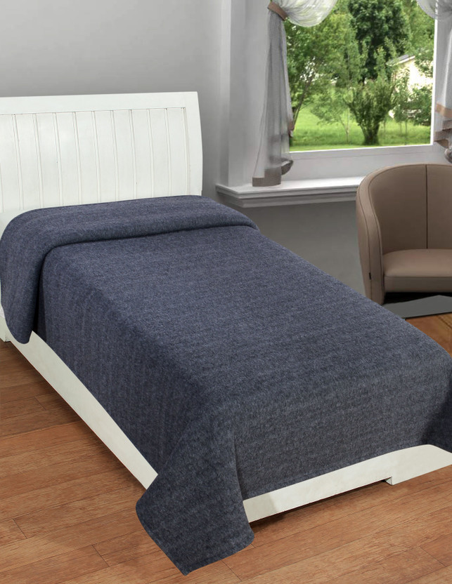 VAS COLLECTIONS Solid Single Woollen Blanket for  Mild Winter(100% Wool, Grey)