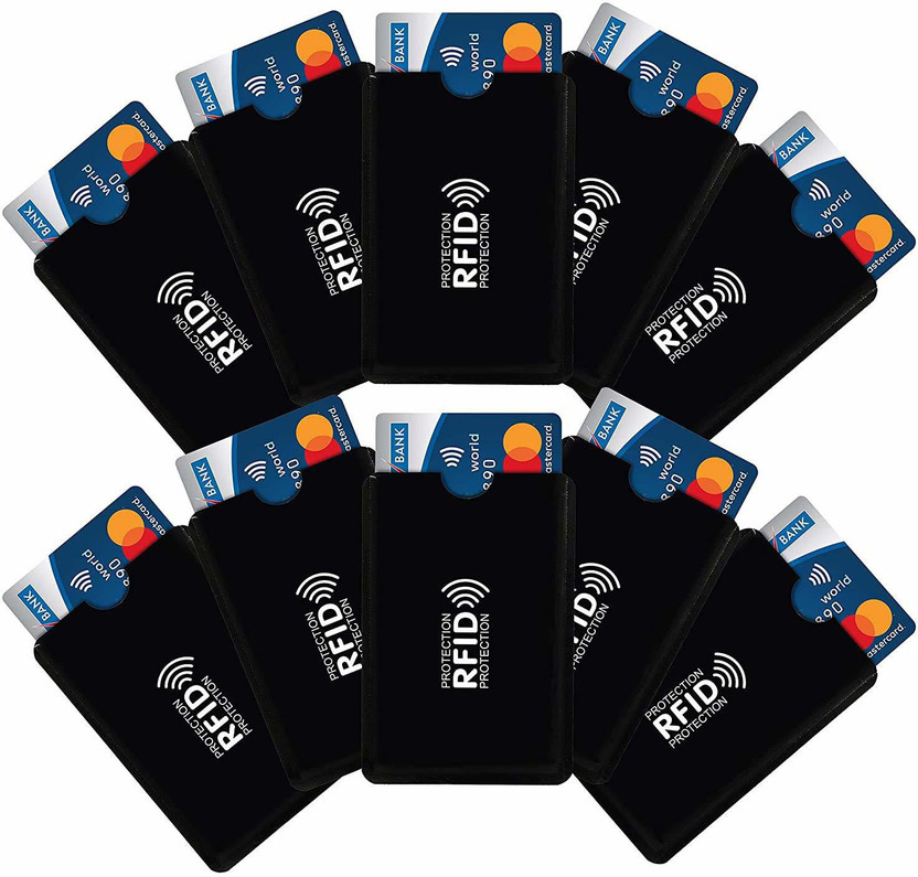 RFID 10 Card Holder(Set of 10, Black)