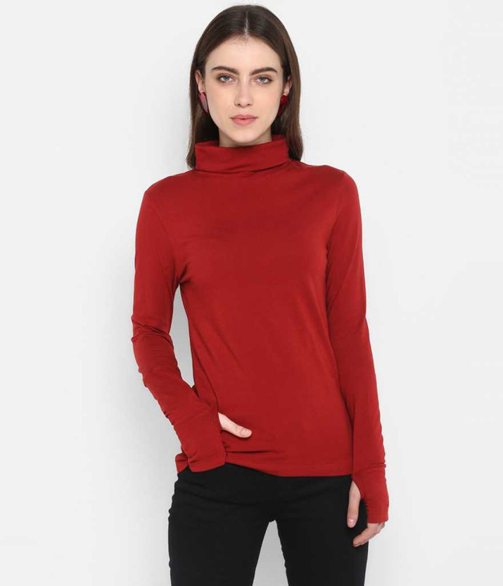 Womens red turtleneck shirt clearance