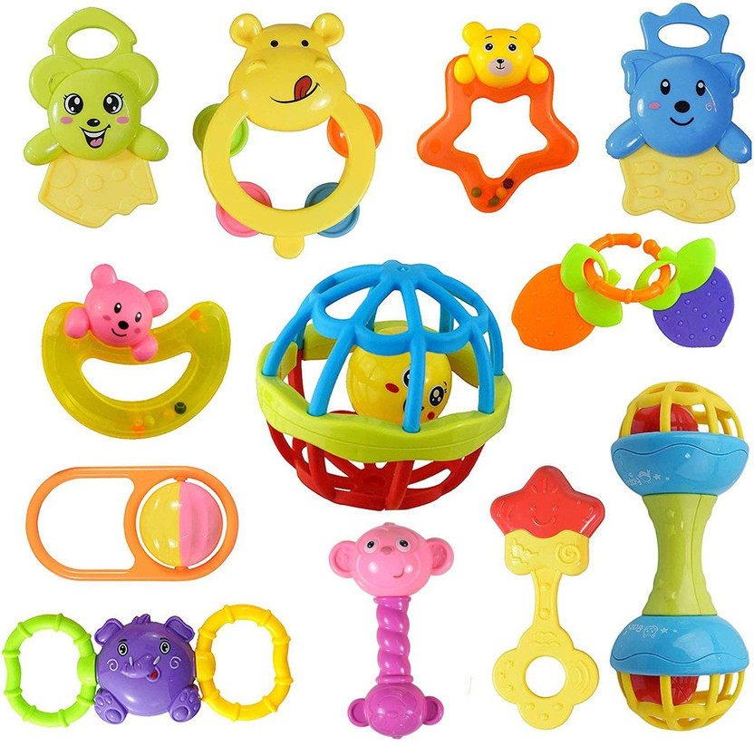 Vibgyor Vibgyor Products Colorful Non Toxic BPA Free 9 Rattles and 3 Teethers Toys Set for Babies ,Infants Rattle(Multicolor) - Flipkart Deal