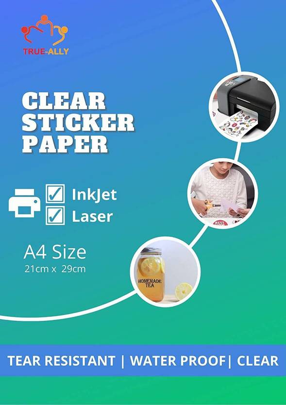Flipkart.com | True-Ally 25 sheets Clear Self Adhesive Sticker Photo Paper for Inkjet and Laser ...