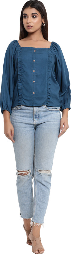 SASSY Casual 3/4 Sleeve Solid Women 