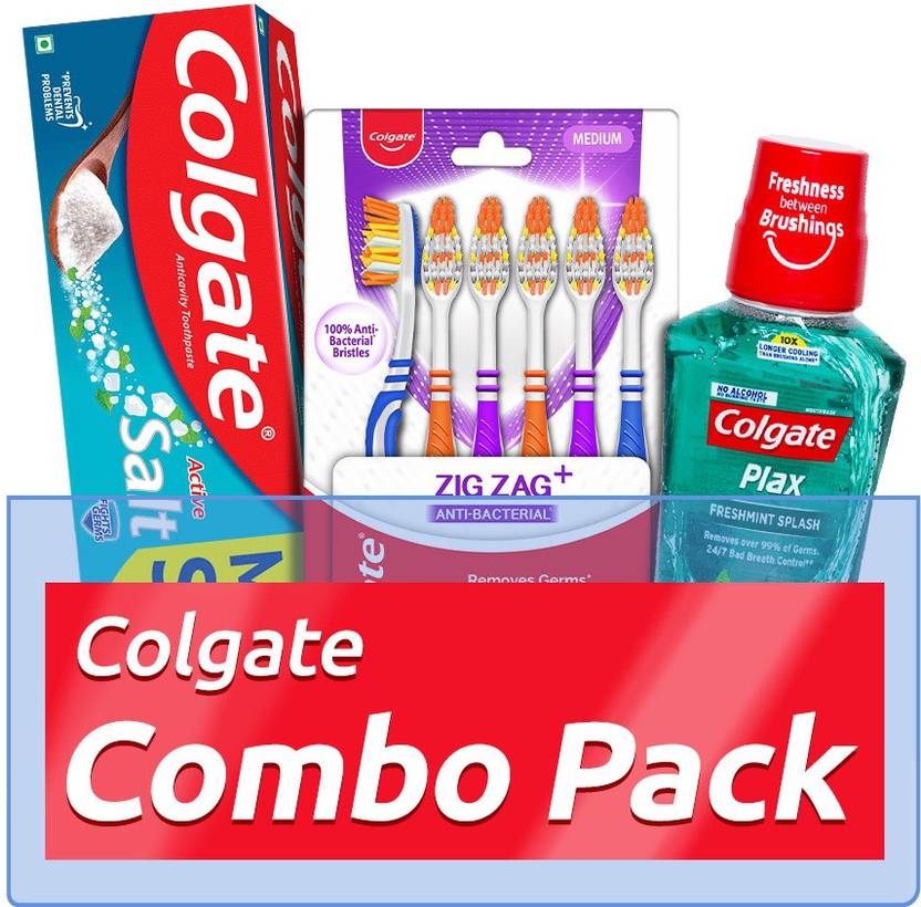 Colgate Active Salt Combo (6 Brushes, Mouthwash 250ml, Toothpaste 300g