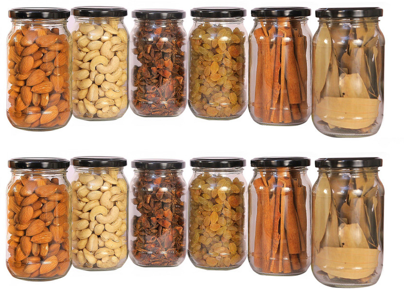 Shreeji krupa Glass Pickle Jar  - 400 ml(Pack of 12, White)
