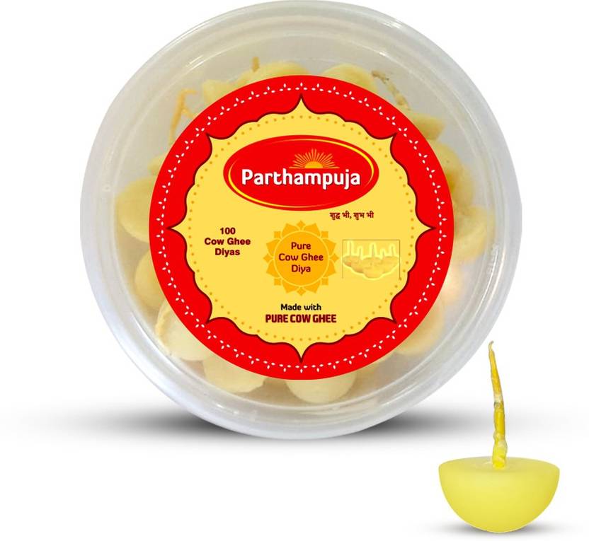 PRATHAMPUJA Pure Ghee Diya (100 Diyas) Cotton Wick for Puja and Special
