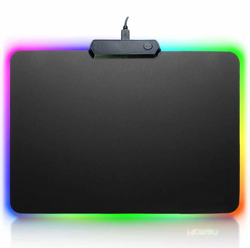 BUYFLUX Gaming Mouse Pad, 10 Mode RGB Extended Soft Mousepad Smooth Surface and Non-Slip Rubber Base Computer Mouse Pad Mat (Black, RGB 13.7 x 10 inch) Non Slip Base Mousepad(Black)