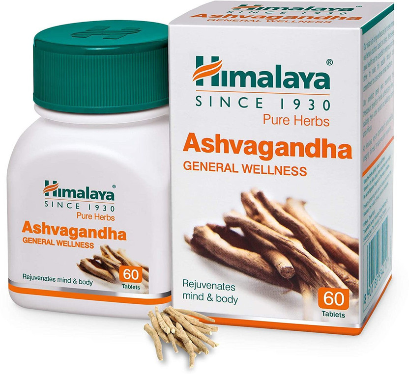 HIMALAYA Ashvagandha General Wellness 60 Tablets (Rejuvenates mind and body)(Pack of 2, 60 Tablets)