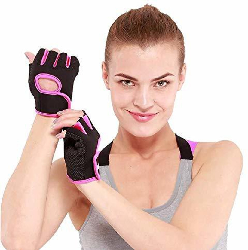 SERVEUTTAM SERVEUTTAM Gym Gloves for Women Workout - Weightlifting Gloves for Extra Palm Thickness Gym & Fitness Gloves(Pink , black) - Flipkart Deal