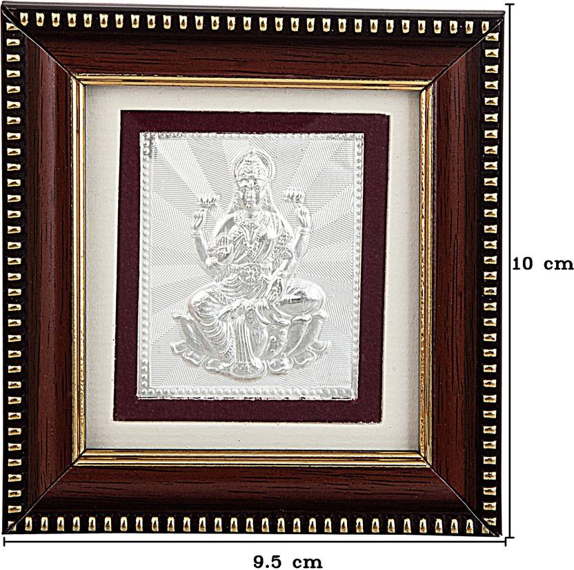 Siri Creations 999 Pure Silver Photo Frame Size 1 God Lakshmi Wooden