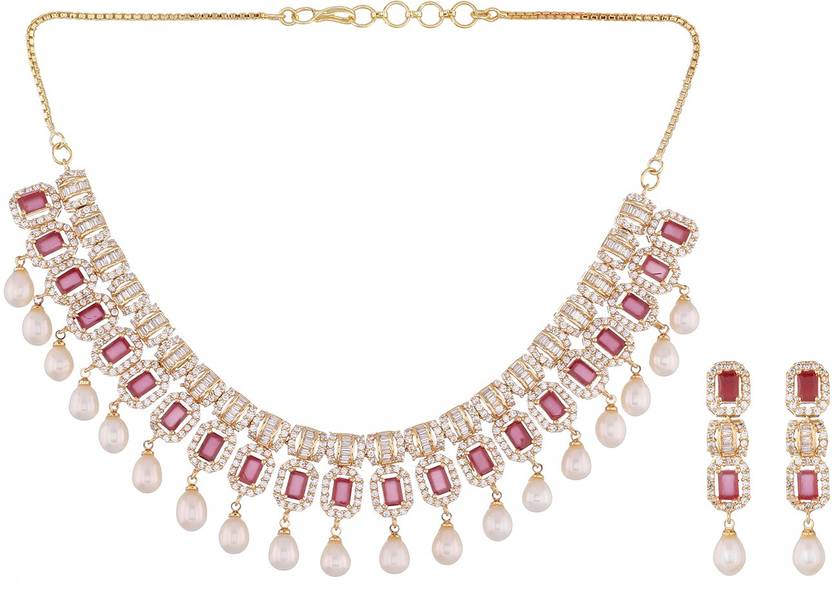 Hyderabad Jewels Mother of Pearl, Silver Rhodium Red, White Jewellery