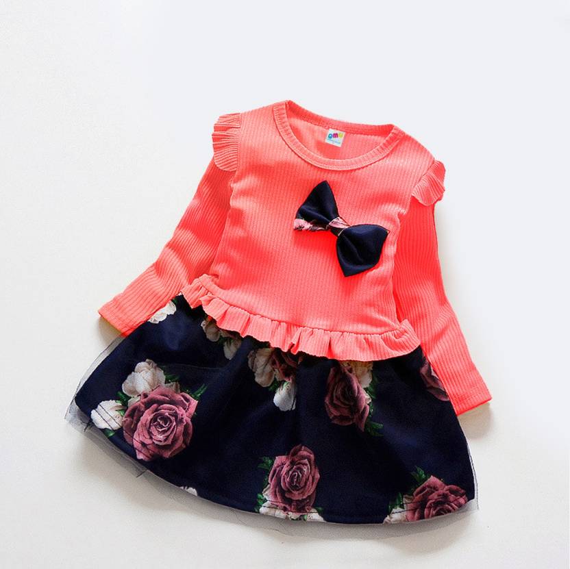 QMQ Indi Baby Girls Midi/Knee Length Casual Dress Price in India - Buy QMQ  Indi Baby Girls Midi/Knee Length Casual Dress online at 
