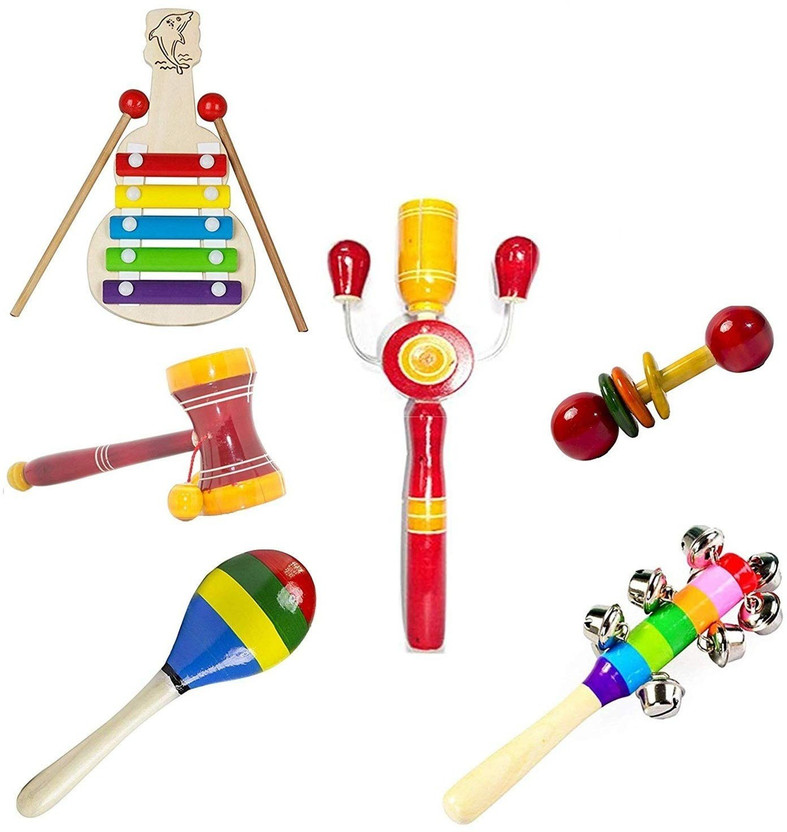 Kishore Kishore collection Kishore Collections ECO Friendly Wooden Kids First Musical Sound Instrument Toys Set of 6-Different Instruments (Multicolor)(Multicolor) - Flipkart Deal