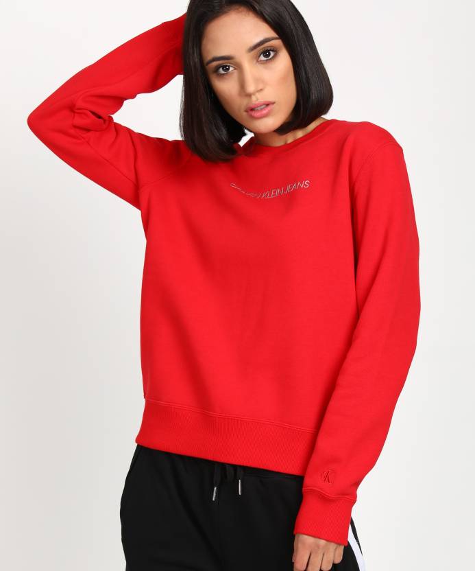 Calvin Klein Jeans Full Sleeve Solid Women Sweatshirt - Buy Calvin Klein  Jeans Full Sleeve Solid Women Sweatshirt Online at Best Prices in India |  