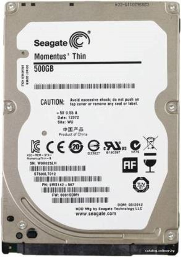 Seagate SGT500 Thin 500 GB Laptop Silver SATA Internal Hard Disk Drive (HDD) (Laptop 500 GB HDD)(Interface: SATA, Form Factor: 2.5 Inch)