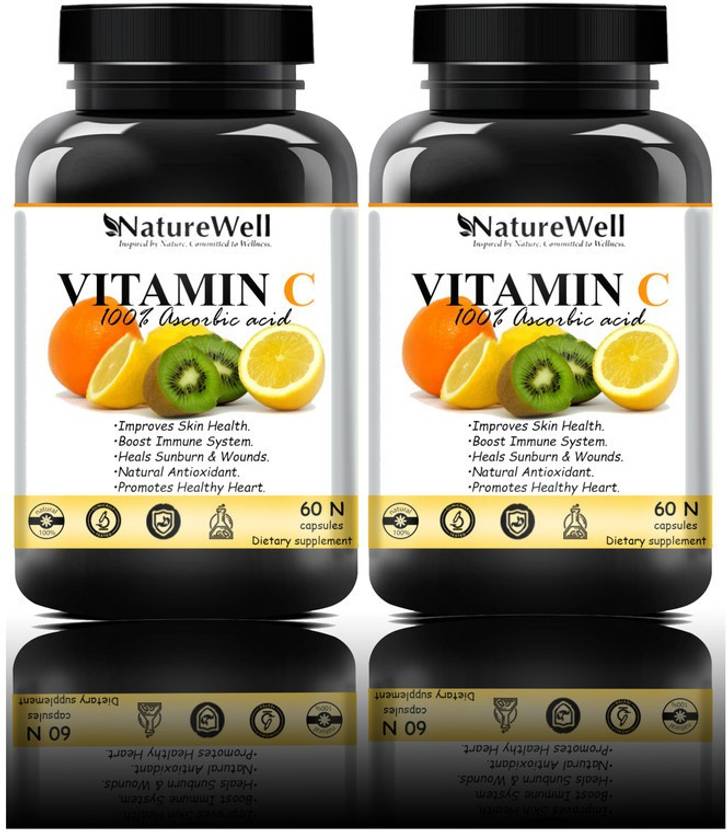 Naturewell Organics 100 Vitamin C Capsule for Glowing Skin, Boost