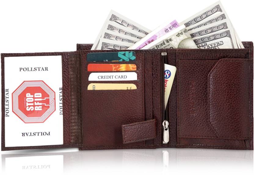 Buy POLLSTAR Men Casual Genuine Leather RFID Wallet for ₹34 only.