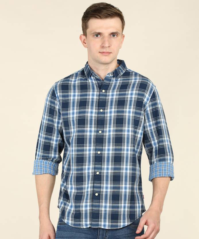 LEVI'S Men Checkered Casual White, Blue Shirt - Buy LEVI'S Men Checkered  Casual White, Blue Shirt Online at Best Prices in India 