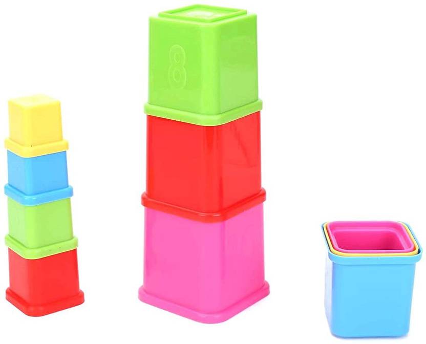 V India Educational Plastic Build Up Stacking Beakers for Kids Ages 1