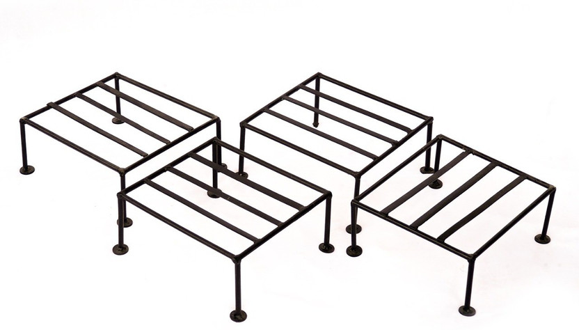 Hs Retail Modern Indoor & Outdoor Iron Planter Stand/Flower Shelf Display Rack Holder for Garden/Balcony/Flower Pot Stand for Corner Display/Window Planted Stand (9.5"x9"x4.5", Set of 4)(Black)-Square Plant Container Set(Pack of 4, Metal)