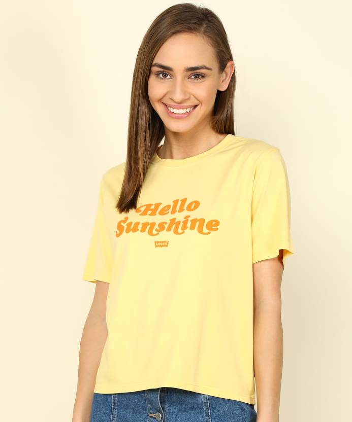 LEVI'S Printed Women Round Neck Yellow T-Shirt - Buy LEVI'S Printed Women  Round Neck Yellow T-Shirt Online at Best Prices in India 