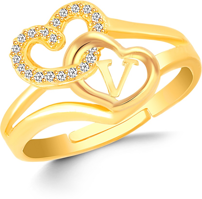 Womens Jewellery Rings E&e V Adjustable Initial Ring 