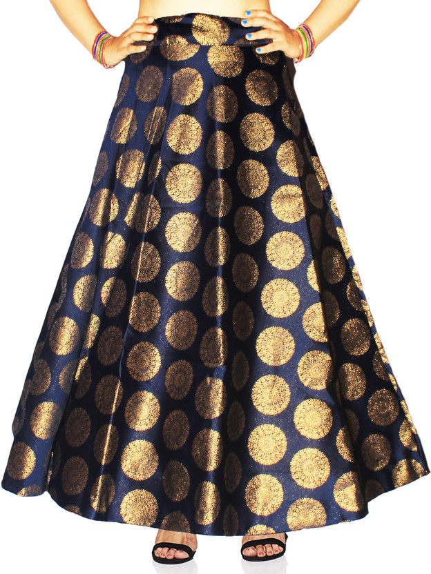 brocade box pleated long skirt