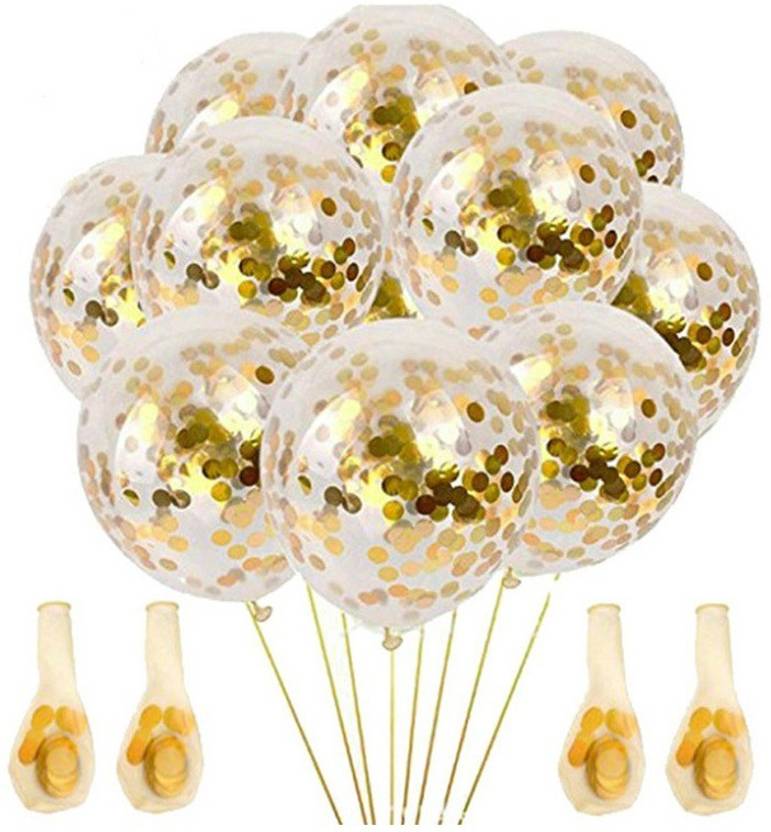 moment Printed Solid Confetti Balloons Gold For