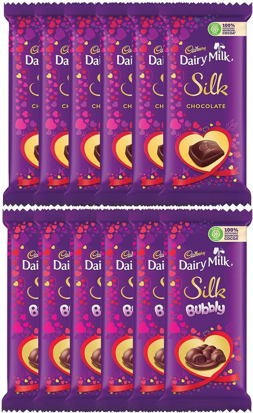 Cadbury Dairy Milk Silk Bubbly Valentine Chocolate Bars, 50 Bars Price