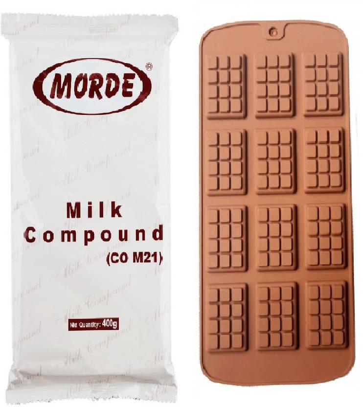 Morde Milk Compound Slab 400g AND Mini Chocolate Mold Silicone Mold