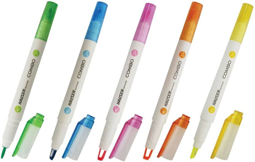 Definite Dual Tip Art Marker Highlighter Pens Fine Round Tip and Broad Chisel