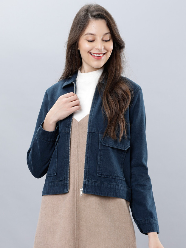 Full Sleeve Solid Women Denim Jacket 