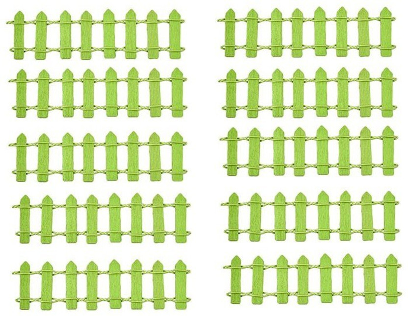 P s retail Fence Miniatures for Fairy Garden Ornamental Decorative Fencing- Green-(10 pcs/Set) Decorative Showpiece  -  3 cm(Wood, Green)
