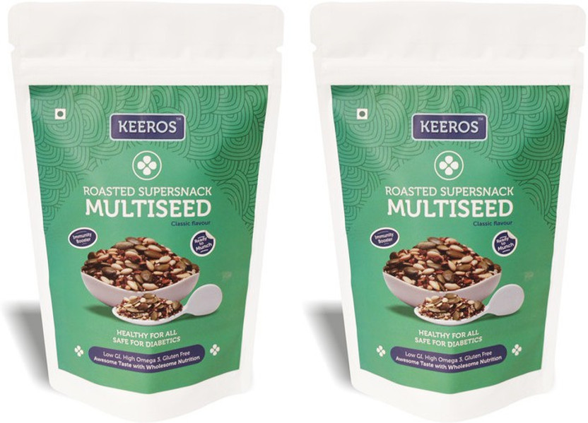 Keeros Multi Seeds Mix, Sugar Free Healthy Snacks| Low GI & Gluten Free Supersnack|(2 x 450 g)