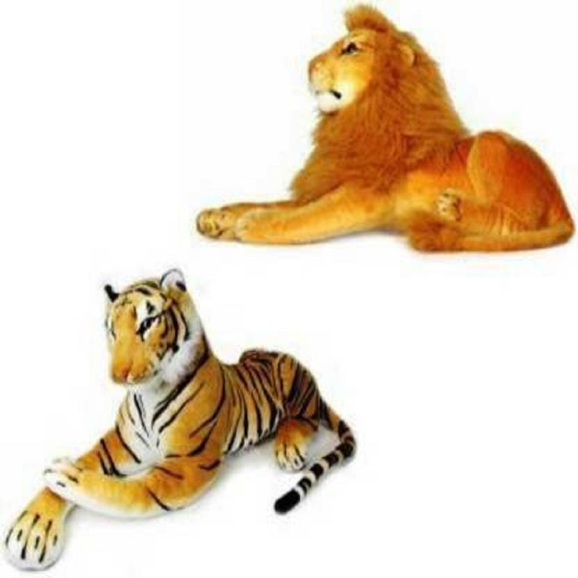 Manvi game toys wild lion and tiger soft toy combo for kids 32 cm