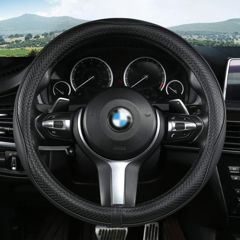 Campark Hand Stiched Steering Cover For Maruti Universal For Car(Black, Leatherite)