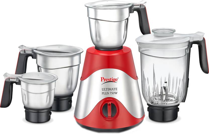 Prestige Ultimate Plus 41393 750 Juicer Mixer Grinder (4 Jars, Red