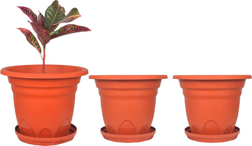 Spylark Garden Essential Plastic Indoor Planter/Plant Container/Flower Pot/Plants Nursery Seedlings Pot (Brown - 9Inch - Deco 2 Pot) Plant Container Set(Pack of 2, Plastic)