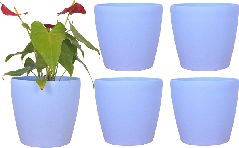 Spylark Garden Essential Plastic Indoor Planter/Plant Container/Flower Pot/Plants Nursery Seedlings Pot (Blue - 9Inch - Deco 4 Pot) Plant Container Set(Pack of 4, Plastic)