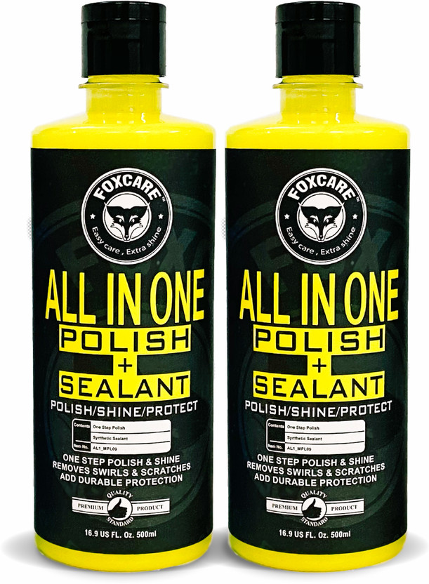 FOXCARE Liquid Car Polish for Exterior, Metal Parts, Dashboard, Tyres, Leather, Chrome Accent, Exterior(1000 ml, Pack of 2)