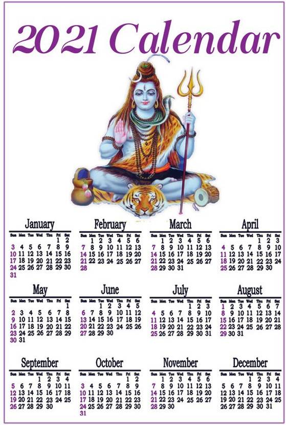 Go Green Tale Calendar Wall Sticker PosterShiv Ji 2021 Calendar