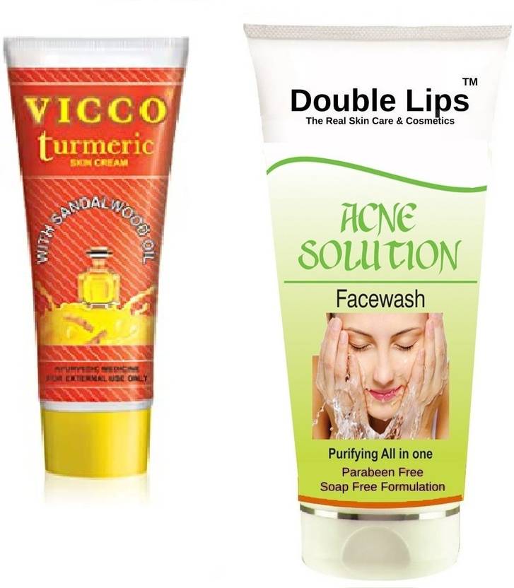VICCO Turmeric Skin Cream 15GRM+ Acne Solution Face Care Face Wash 100