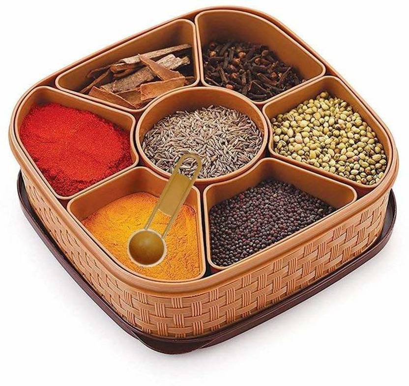 Bluewhale New 7 in 1 Spice Container And Masala Box 1500 ml Plastic Grocery Container Price in