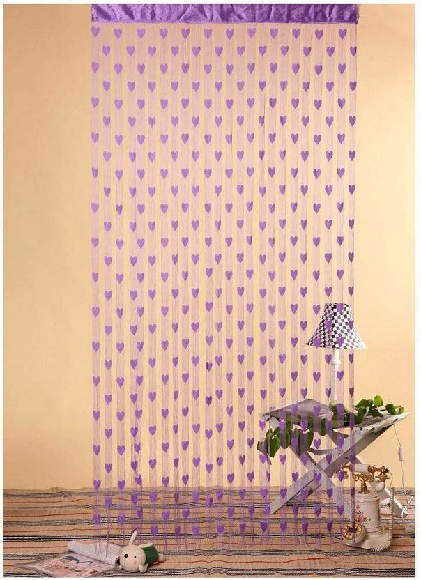 Handloomwala 213 cm (7 ft) Door Polyester Transparent Curtain (Pack Of 2)(Purple, Solid)