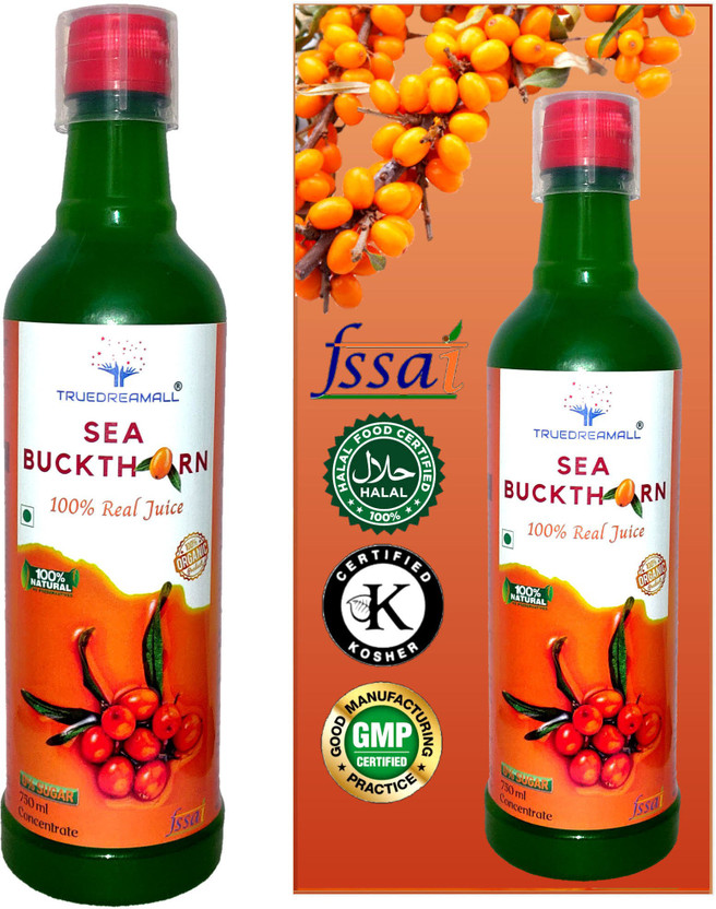 TRUEDREAMALL Sea Buckthorn Juice - 3rd Highest Source of Vitamin E, Comprising of 10x Vitamin C Than Oranges, Helpful in Maintaining Liver Health(750 ml)