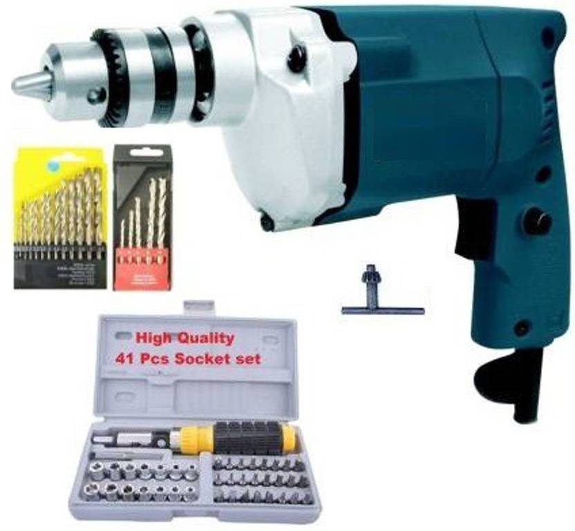 Tulsway (350W) 10mm Heavy Duty Drill Machine with 13pc hss 5pc masonry