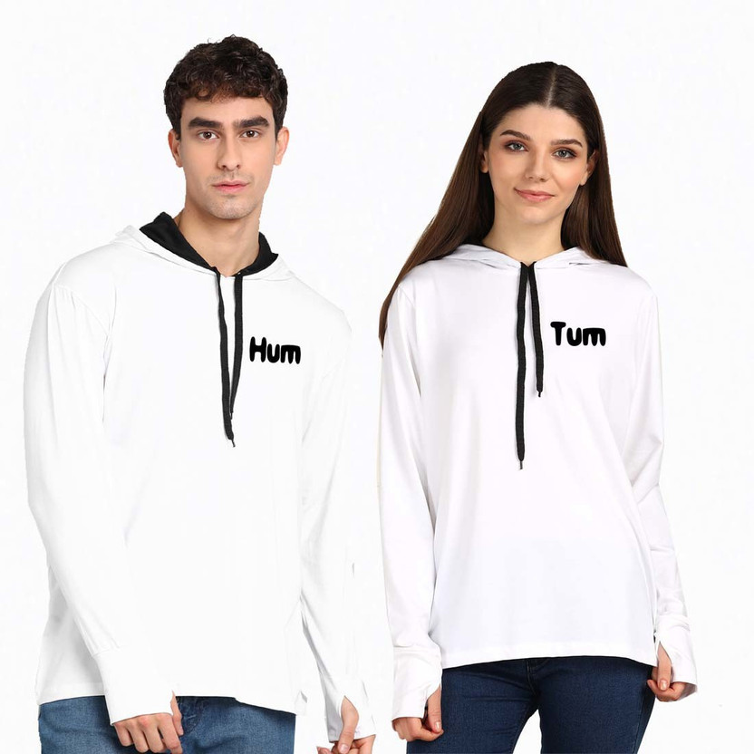 Sleeve Printed Couple Sweatshirt 