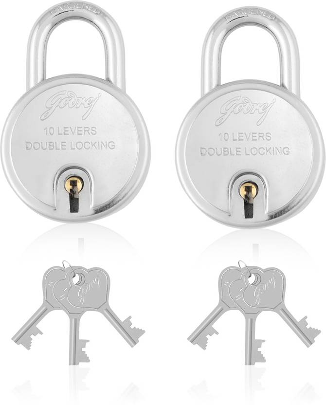 Godrej Locks Godrej Round Padlock 10 Levers with 3 Keys Pack of 2