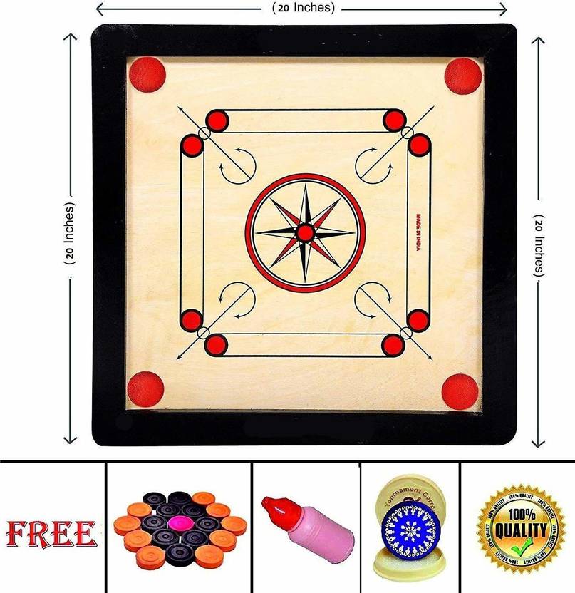 AMM BEST QUALITY 20 INCH CARROM BOARD WITH COINS AND STRIKERS 20 cm