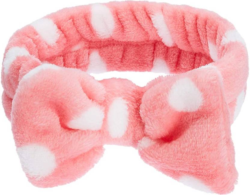 NANDANA COLLECTIONS Fluffy Bow Headband Elastic Plush Makeup Face Wash